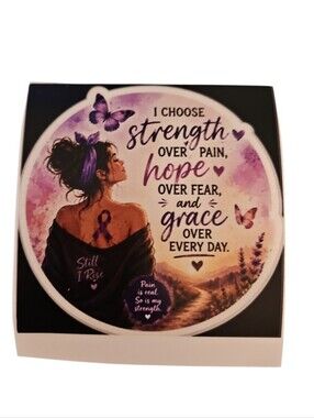 Handmade Chronic Pain Warrior Vinyl Sticker Hope Over Fear Purple Butterfly 3x3